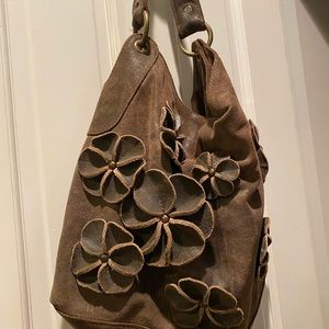 Lucky brown boho hippie style leather bag purse